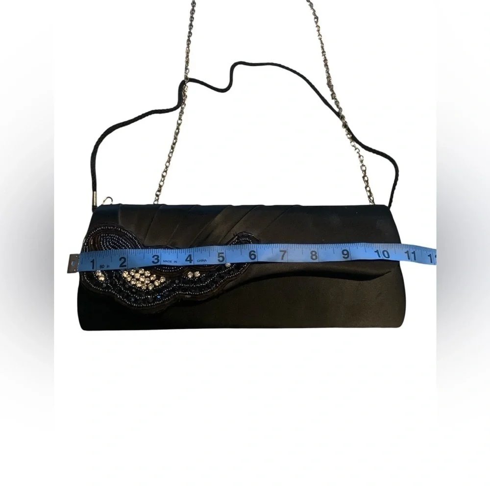 Chic Black Beaded Clutch